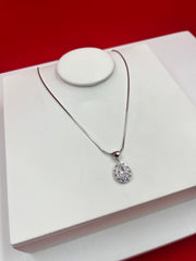 Teardrop Silver Pendant Necklace (WN112)
