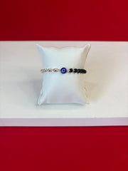 Pure Silver EvilEye Black Bead Bracelet (WB145)