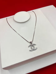 Channel silver Pendant Necklace