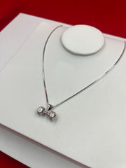 Dumbbell Silver Pendant Necklace
