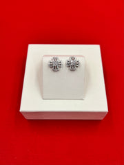 Floral Baguette Silver Studs