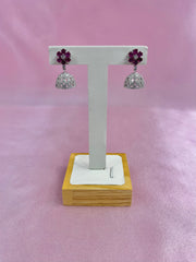 Ruby Starlight Silver Jhumki