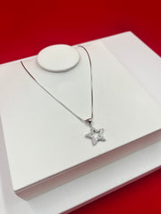 Sparkling Star Silver Pendant Necklace
