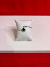 Fancy Clover Leaf Pure Silver Bangle Bracelet 2.6 (SB77)