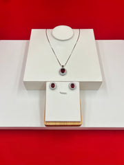 Ruby Oval Spark Pendant Set