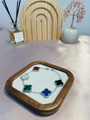 Clover Leaf Multicolour Silver Bracelet