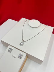 Clear Square Spark Pendant Set
