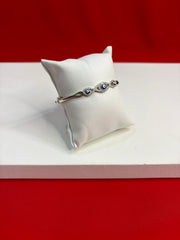 Women’s Pure Silver Evil Eye Bangle Bracelet (SB143)