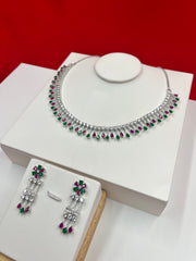 Ruby Emerald Teardrop Choker Set