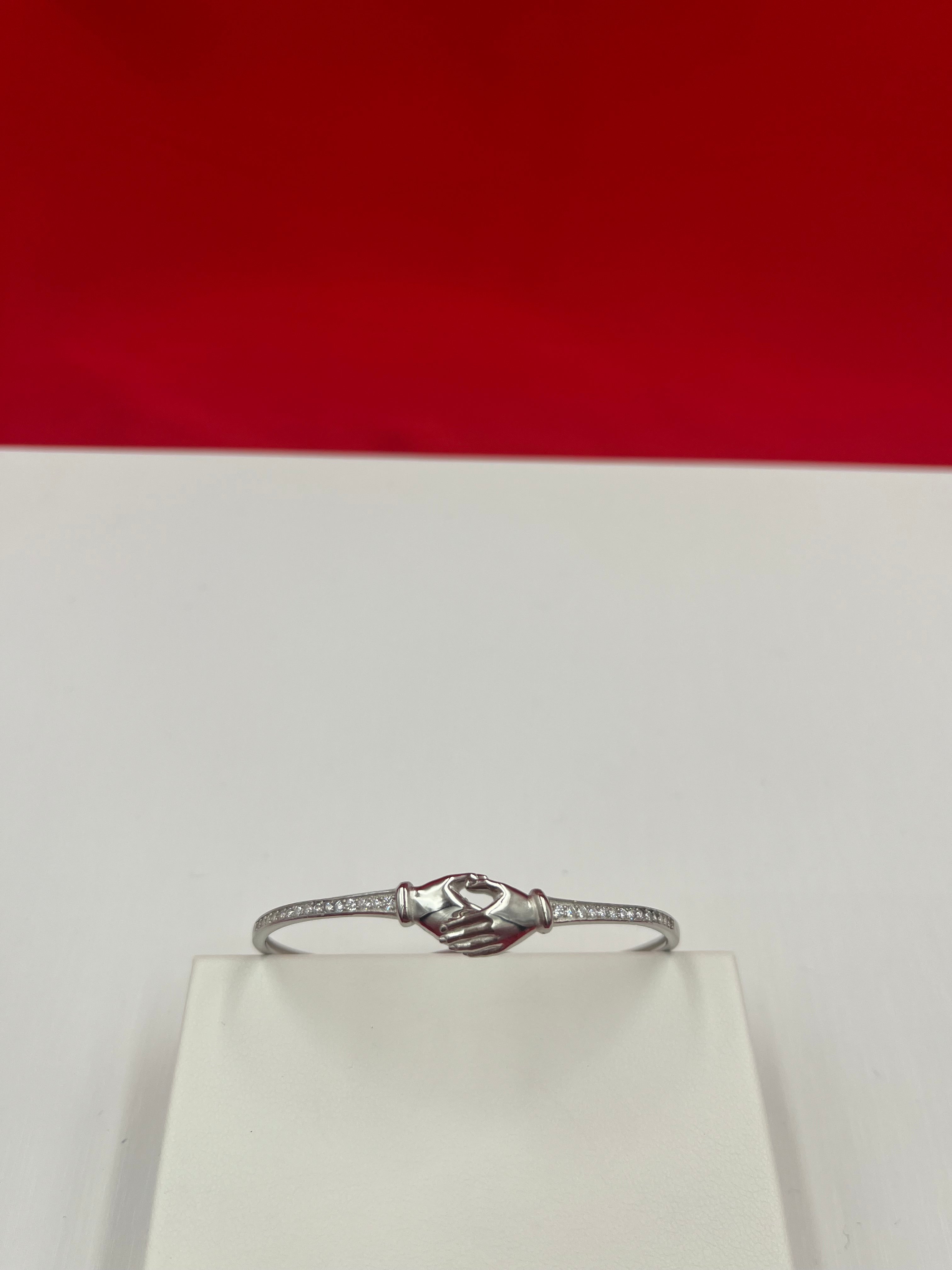Handshake Pure silver Bangle Bracelet