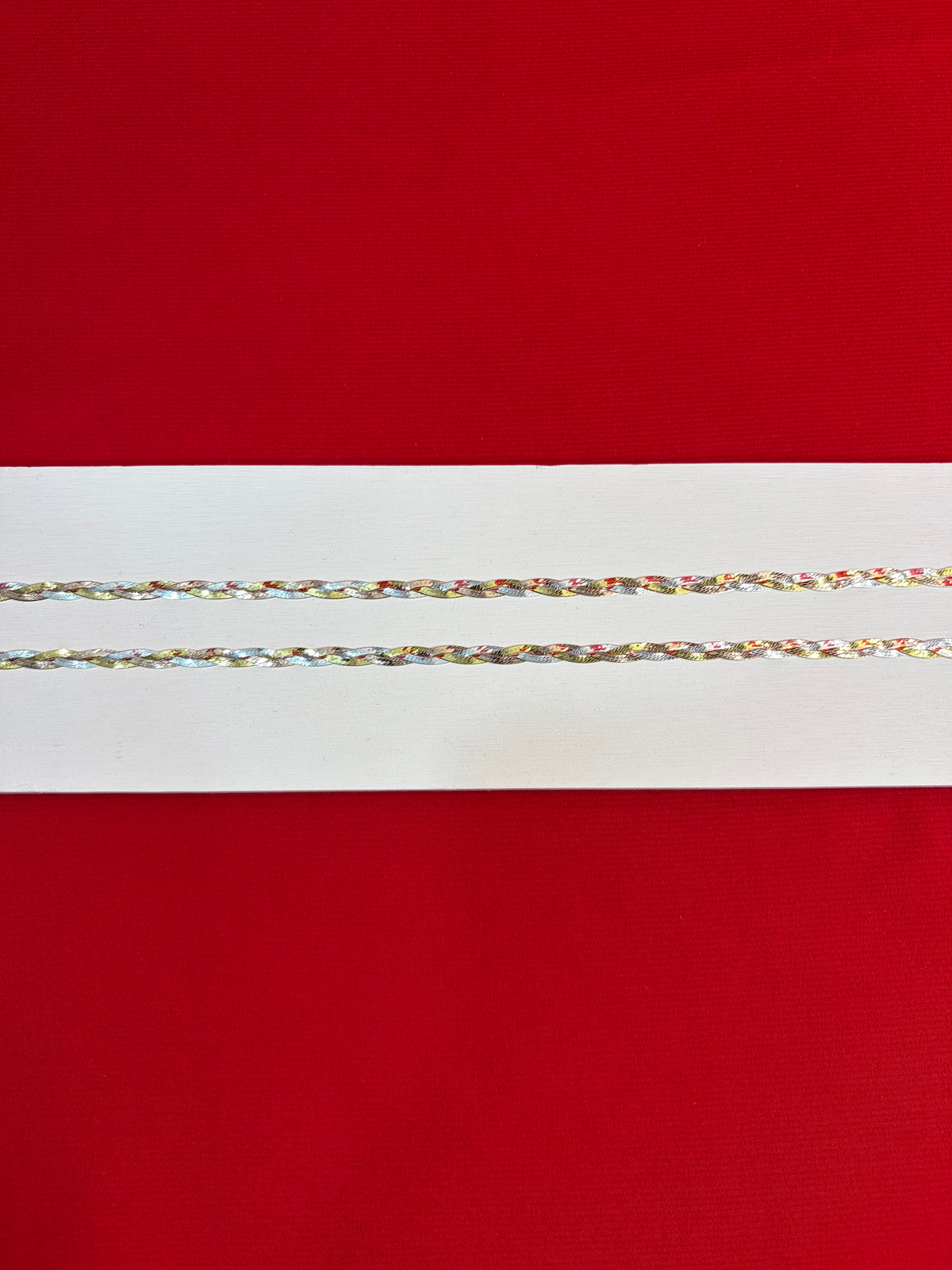 Pure Silver Three Tone Braided Anklets (WA151)