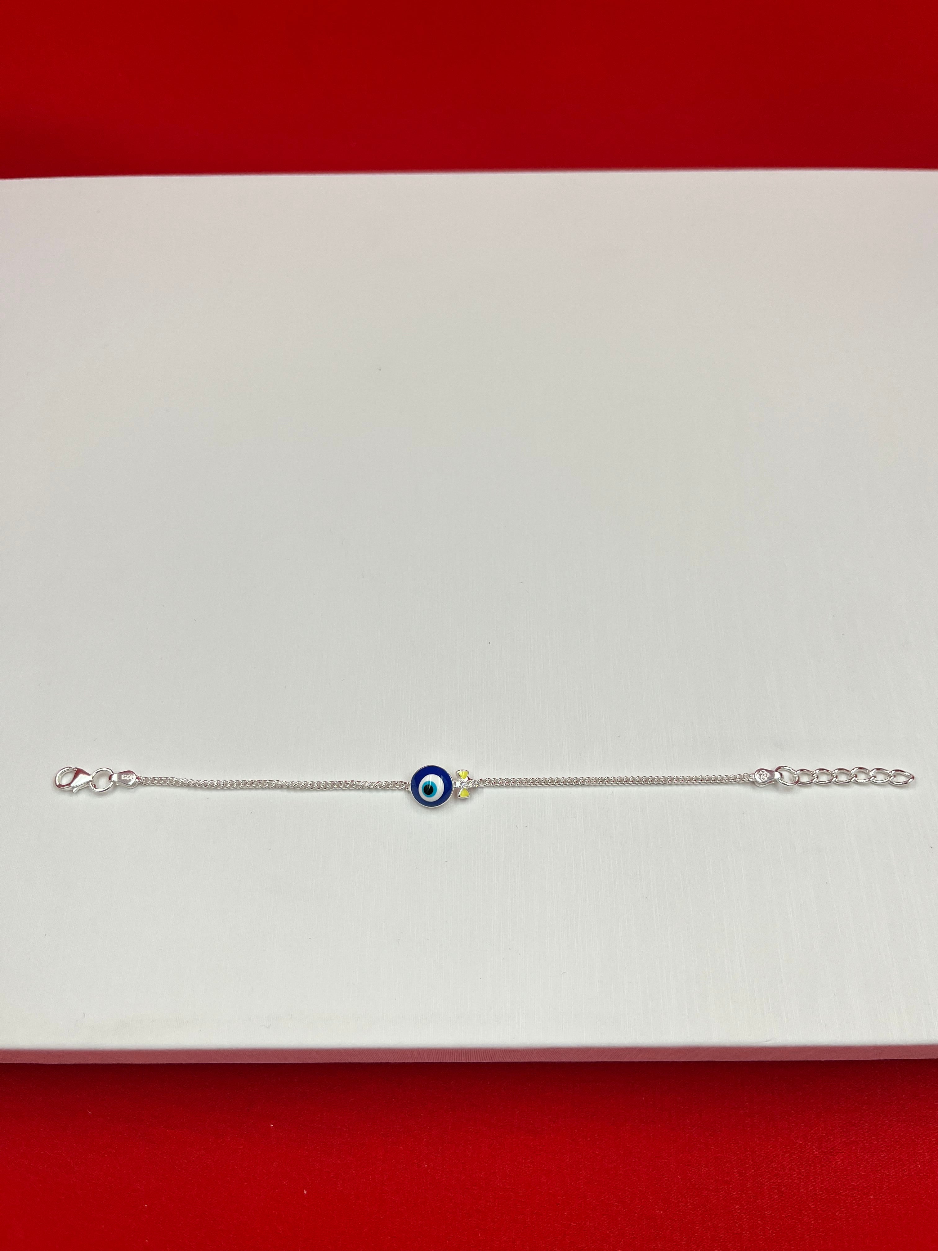 Kids Pure Silver Evil Eye Bracelet
