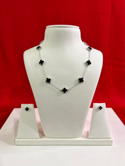 VC Clover Leaf Pure Silver Necklace Set (WN86)