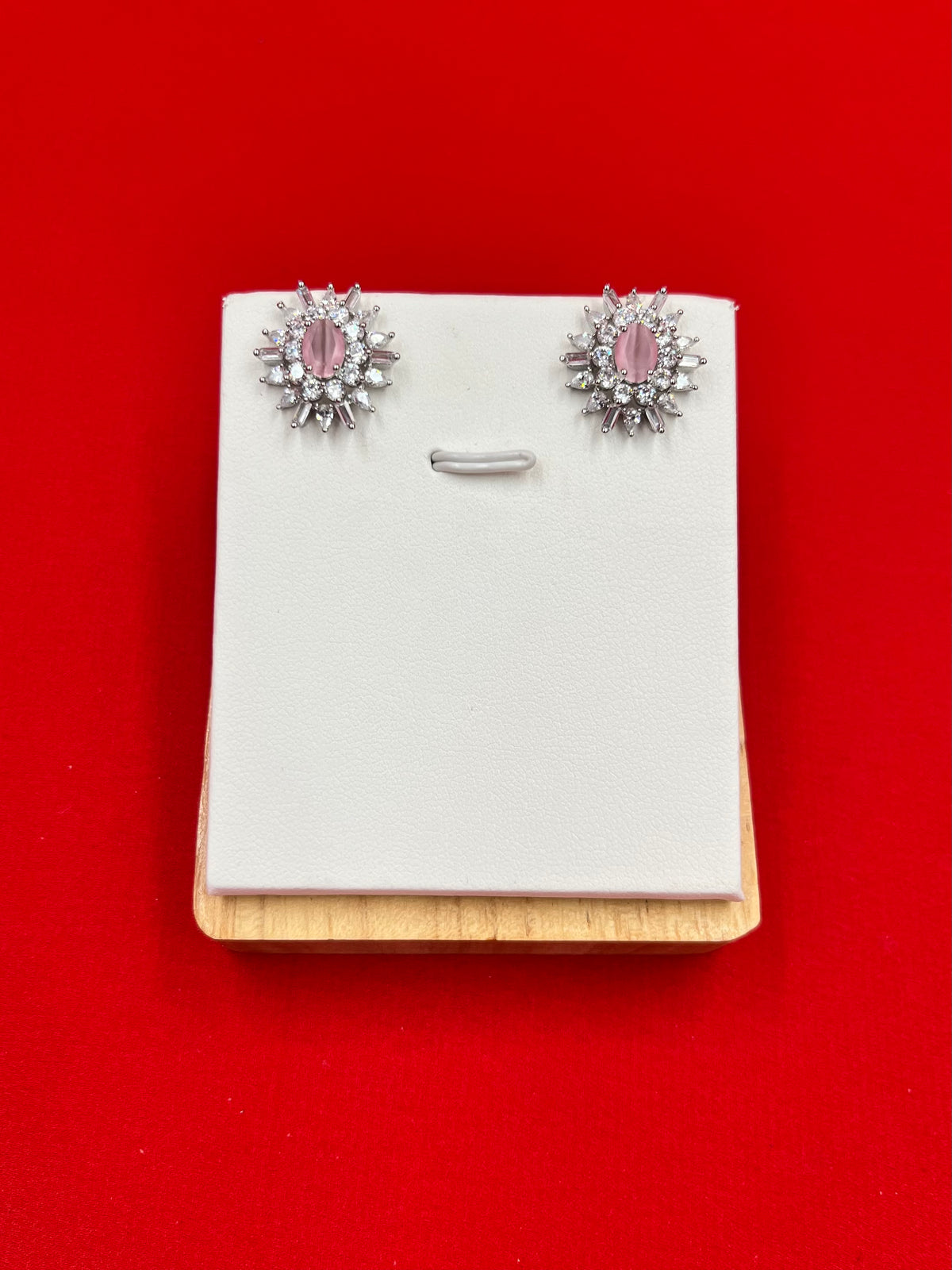 Pink Starburst Sparkle Silver Earrings