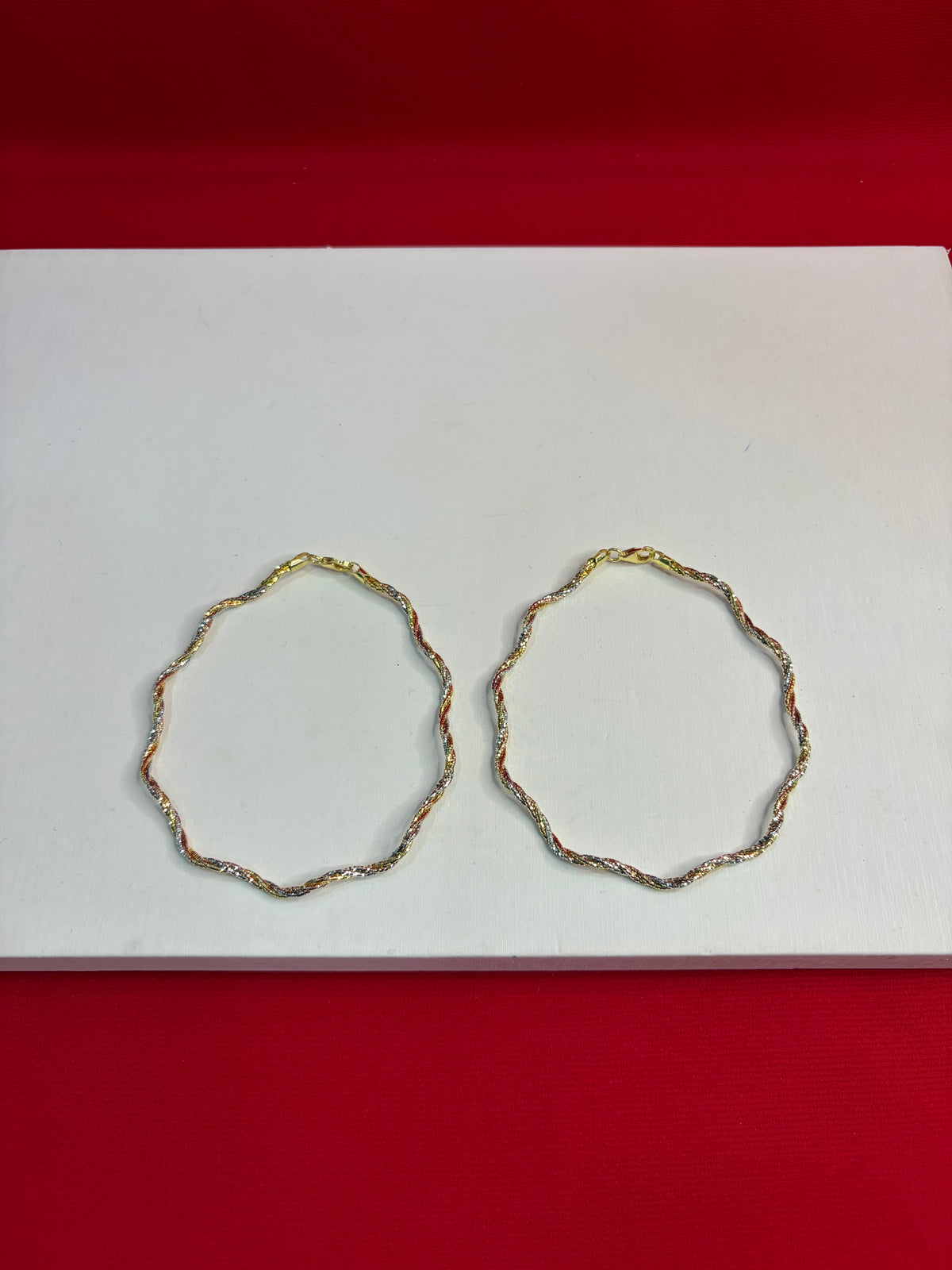 Pure Silver Three Tone spiral Anklets (WA153)