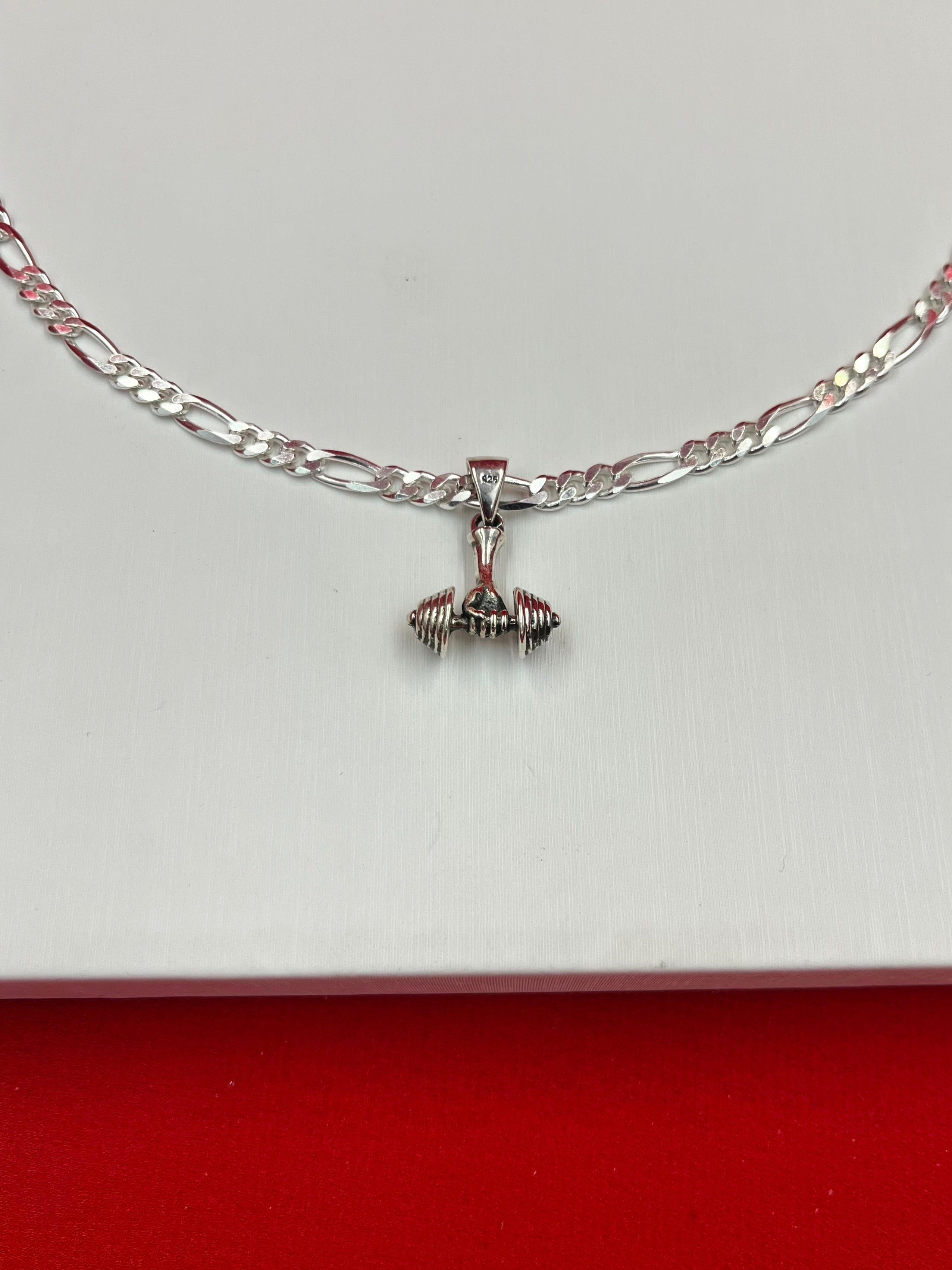 Oxidized Dumbell Silver Pendant