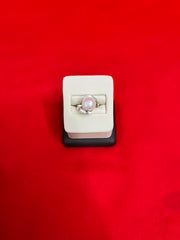 Pure Silver Pearl Ring Size 4