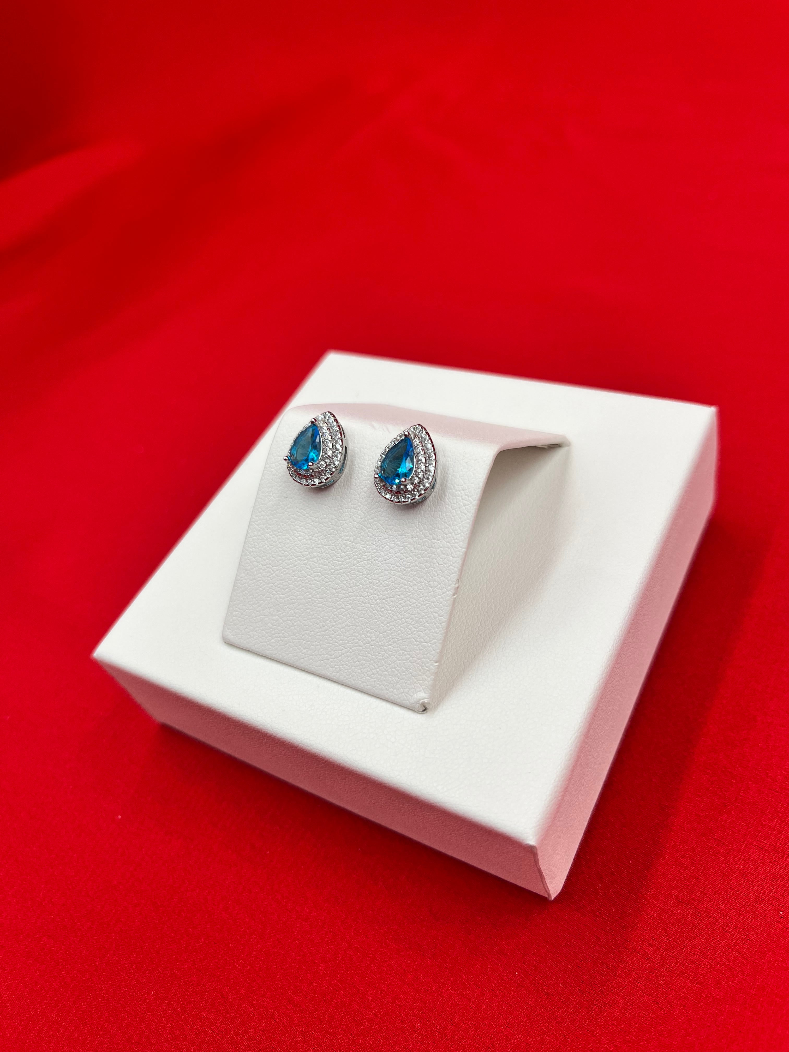 Beautiful SkyBlue Silver Stud Earrings