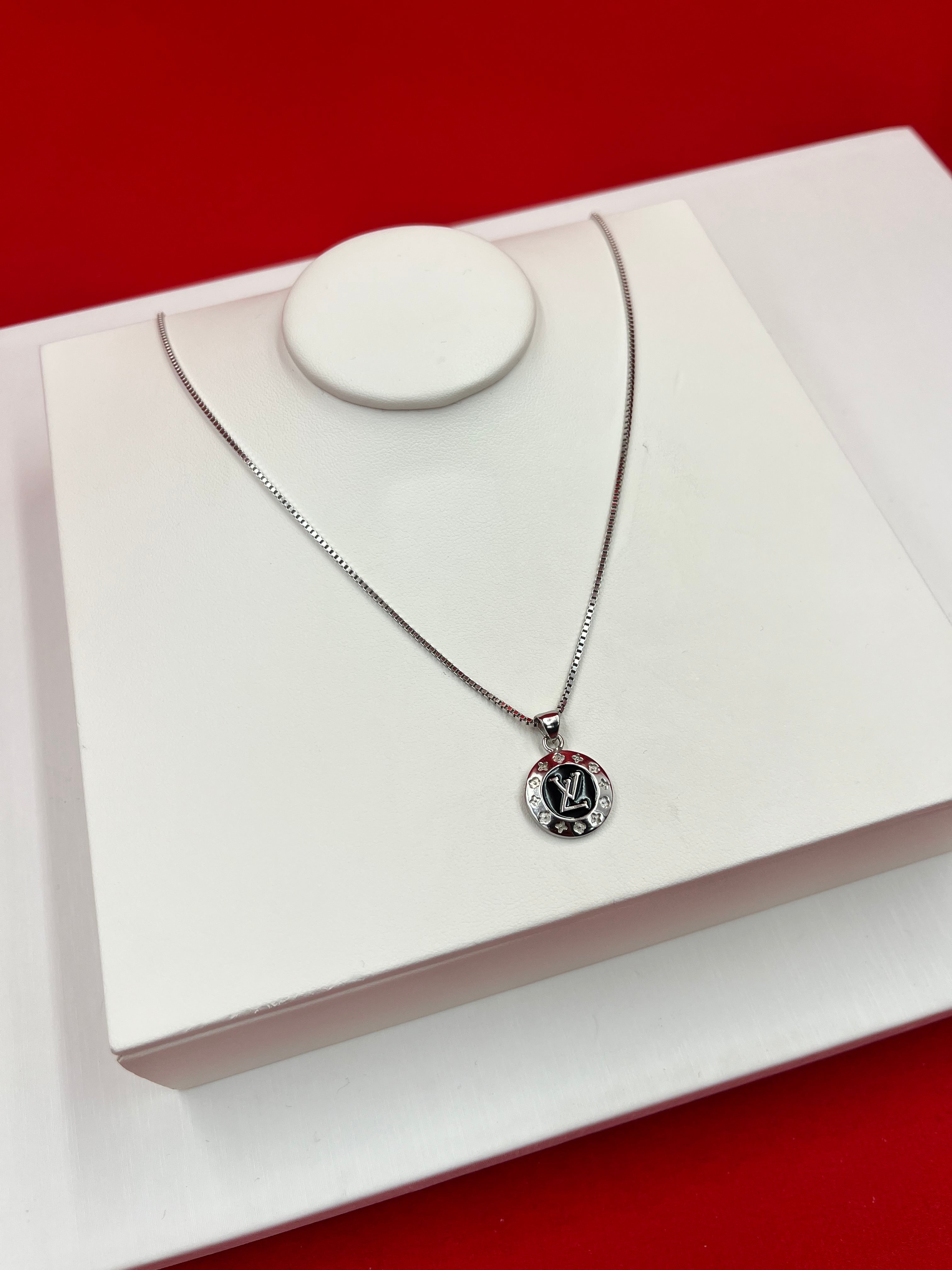 LV black top Silver Pendant Necklace