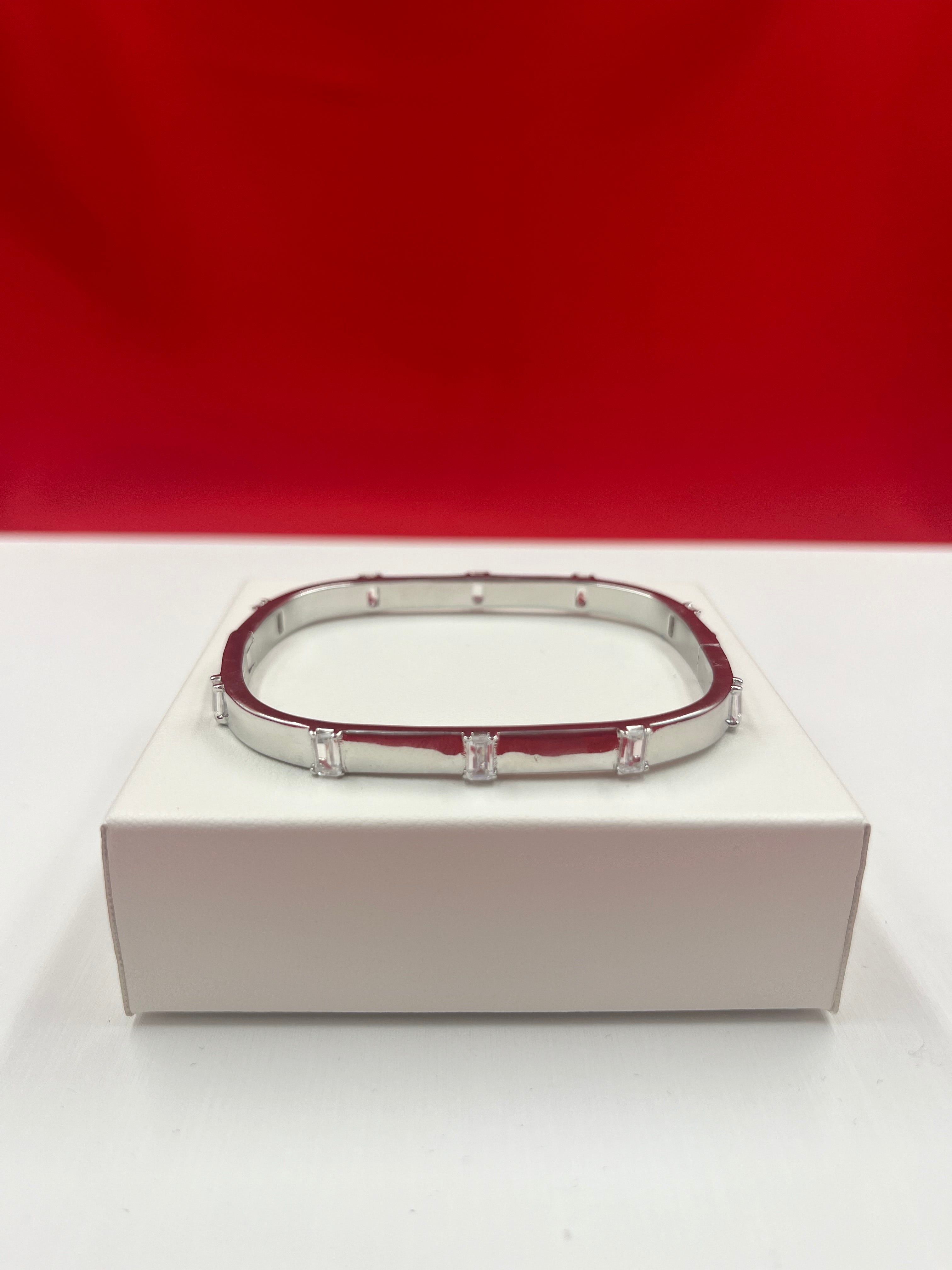 Rectangular Pure Silver Bangle Bracelet 2.3