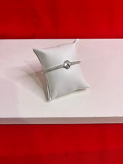 Fancy Clover Leaf Pure Silver Bangle Bracelet 2.4 (SB78)