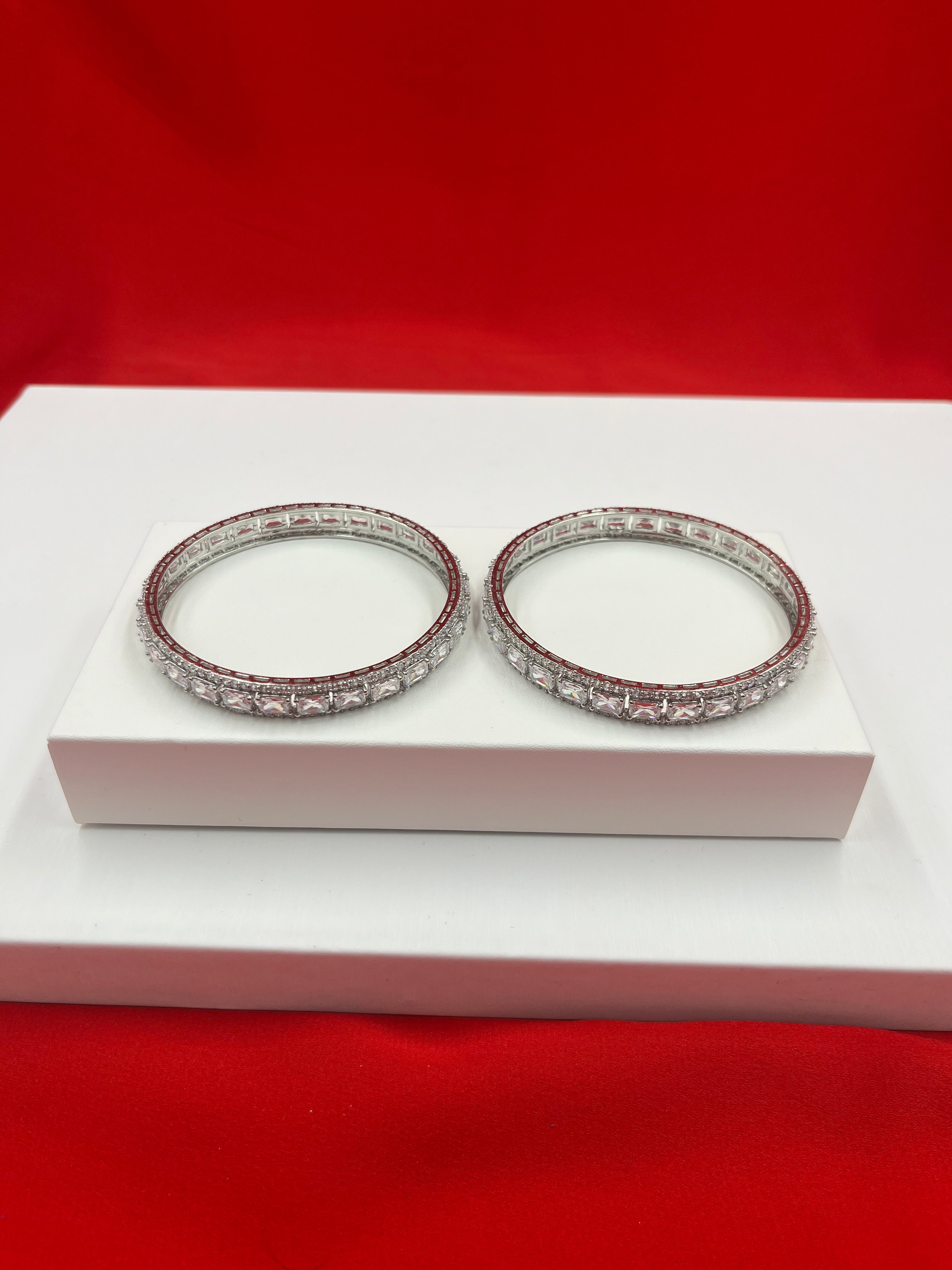 Pure Silver Full Stoned Bangles 2.4