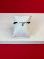 Pure Silver Evileye Black Bead Bracelet (WB144)