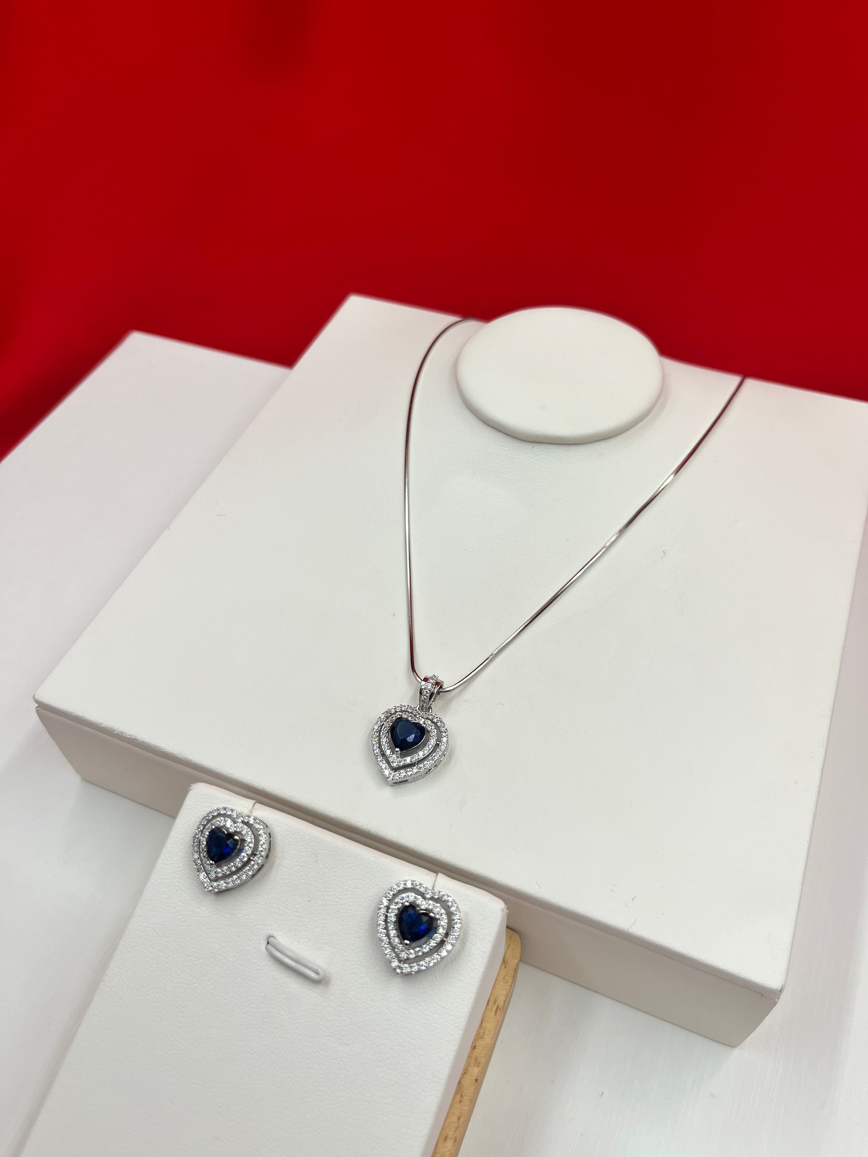 Blue Heart Spark Pendant Set