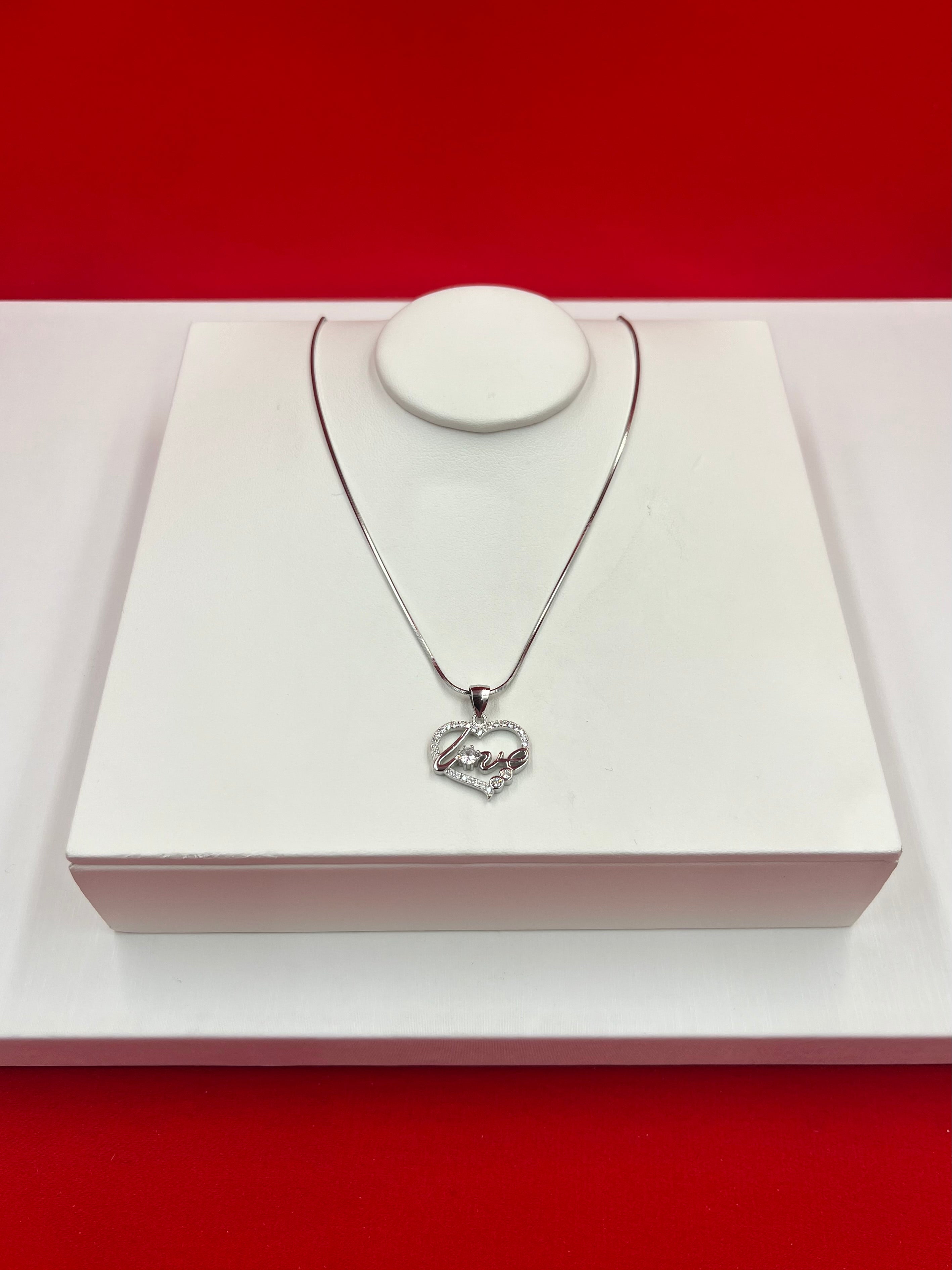 Love Heart Silver Pendant Necklace