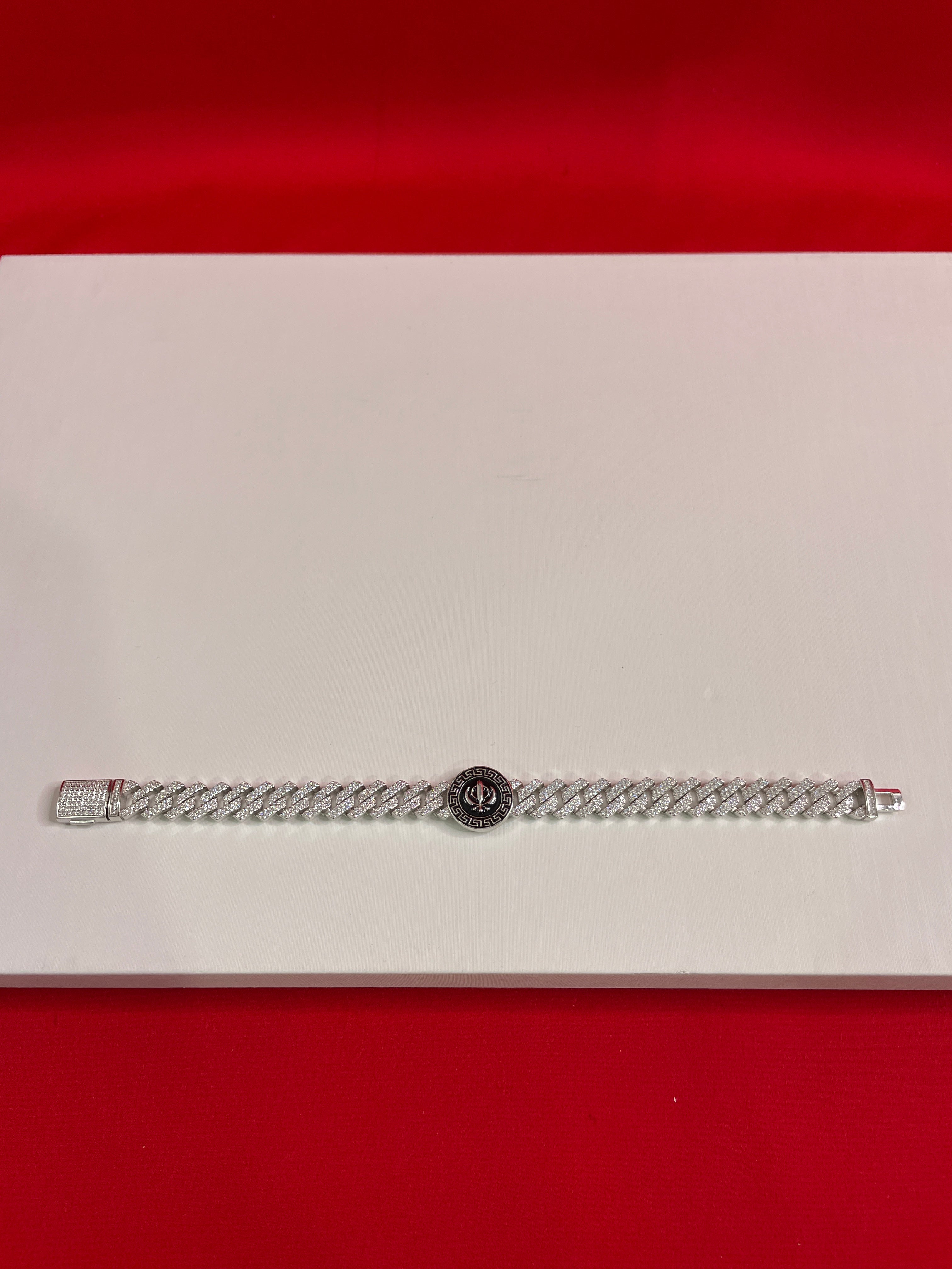 Men Silver Iced Out Bracelet