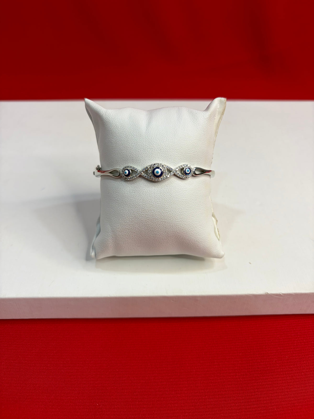 Women’s Pure Silver Evil Eye Bangle Bracelet (SB143)