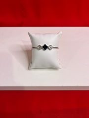 Fancy Clover Leaf Pure Silver Bangle Bracelet 2.4 (SB74)