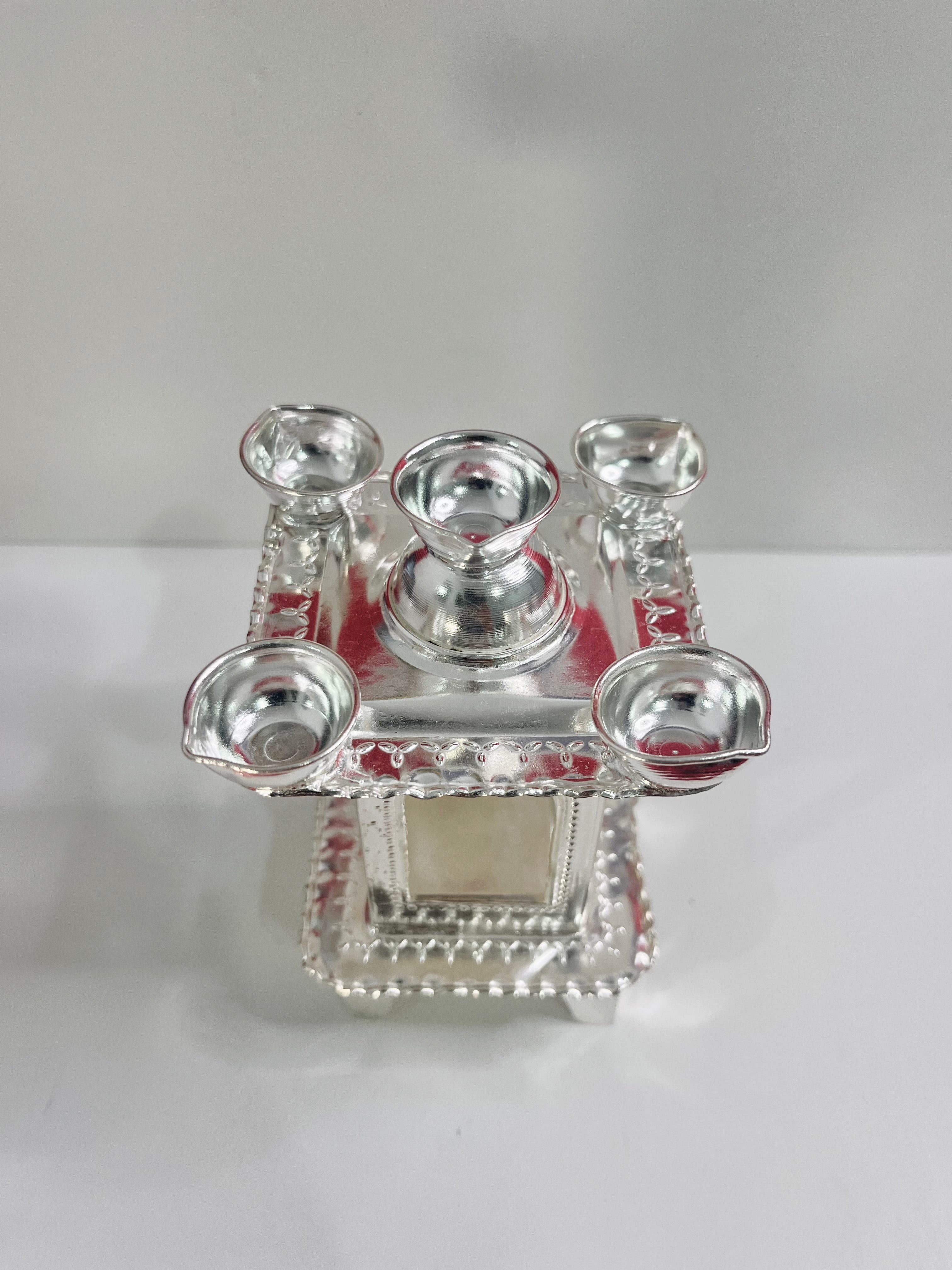 Pure Silver Puja Hatadi With 5 Diyas