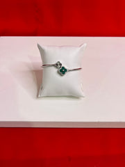 Fancy Clover Leaf Pure Silver Bangle Bracelet 2.6 (SB72)