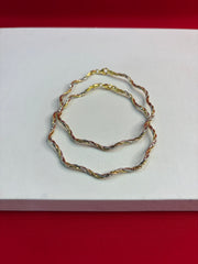 Pure Silver Three Tone spiral Anklets (WA153)