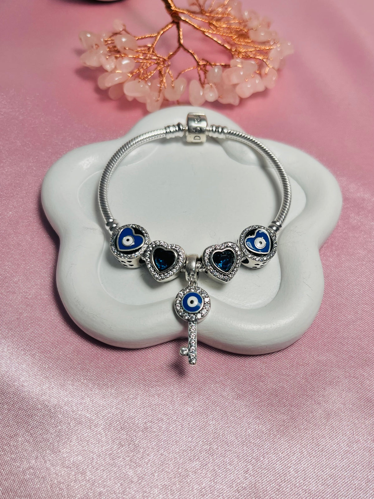 Pandora Blue Heart Protection Charm Bracelet