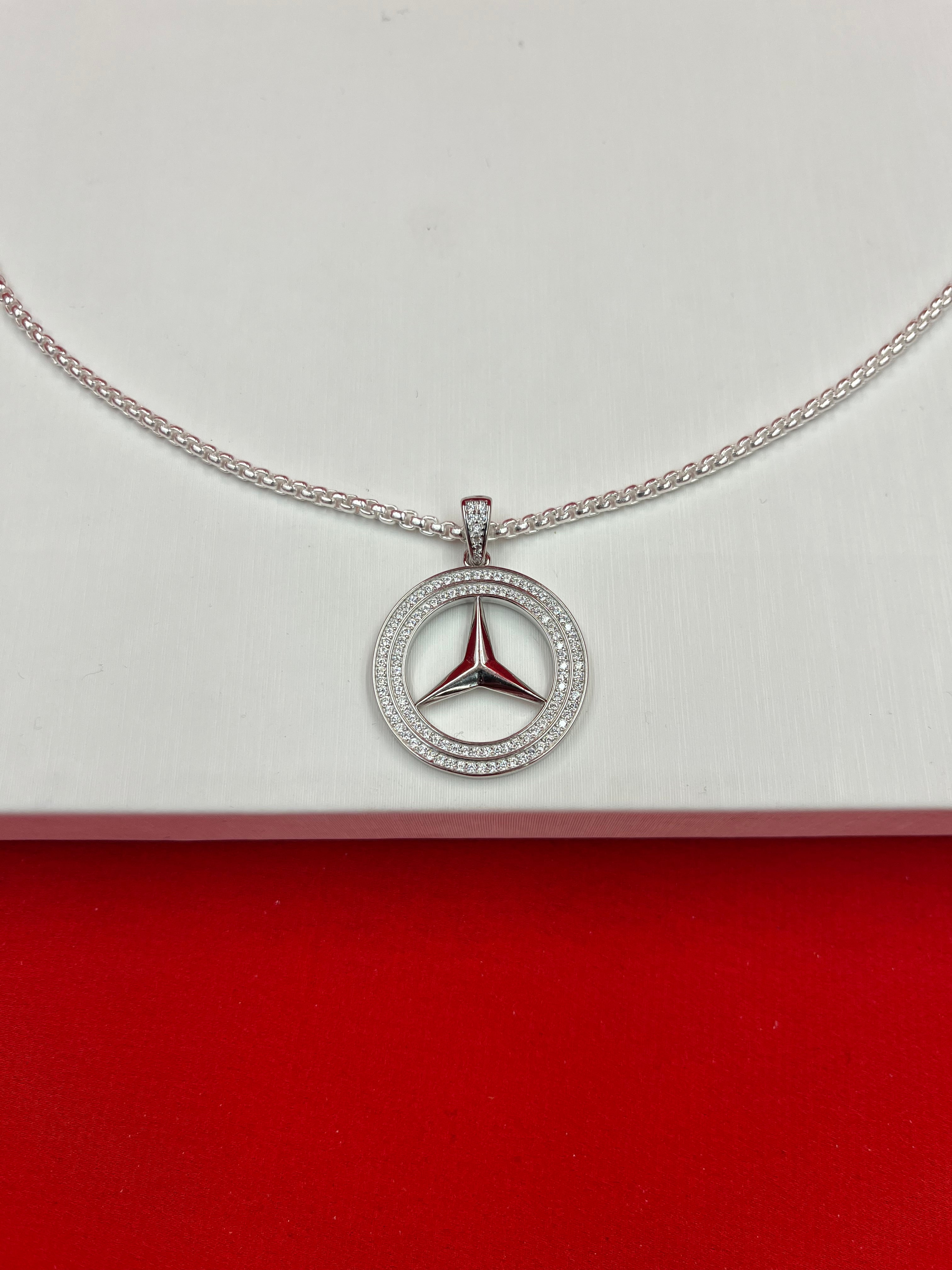 Mercedes Logo Silver Pendant