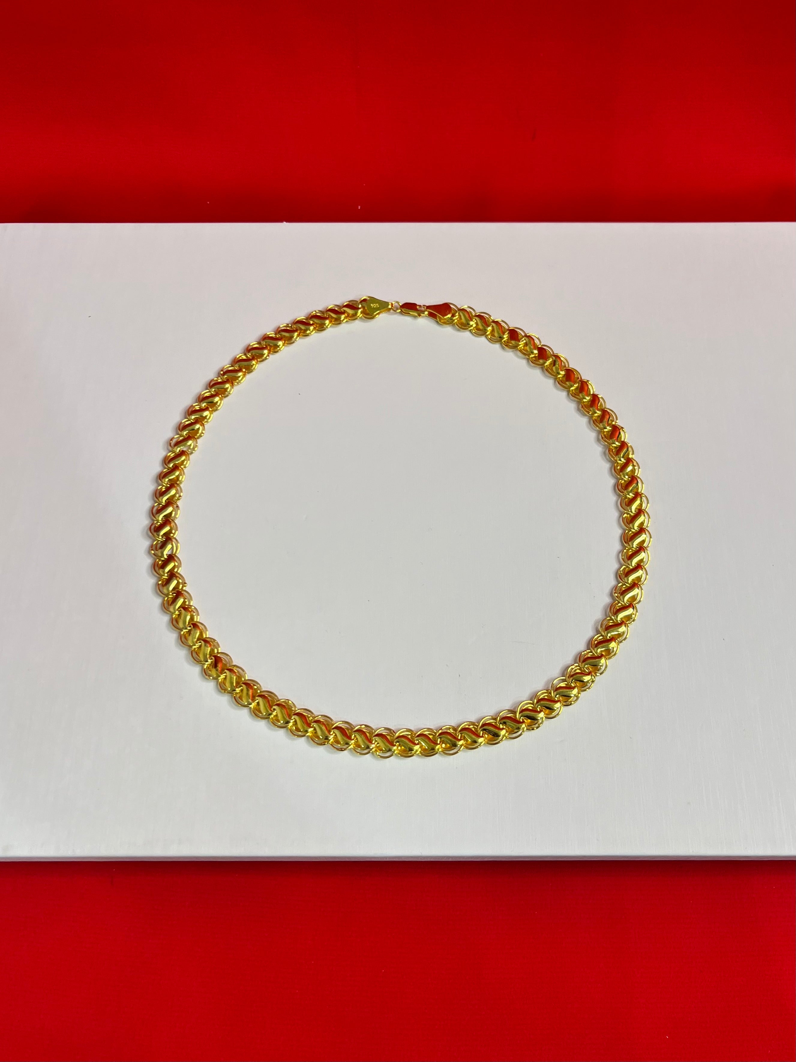 Pure Silver 24K Gold Plated Chain 20”