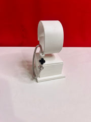 Fancy Clover Leaf Pure Silver  Bangle Bracelet 2.4 (SB75)