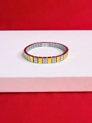 Men Pure Silver Two-tone Bracelet(8.0”) MB76