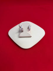 Pure Silver Heart Stones Hoops Earrings (HE109)