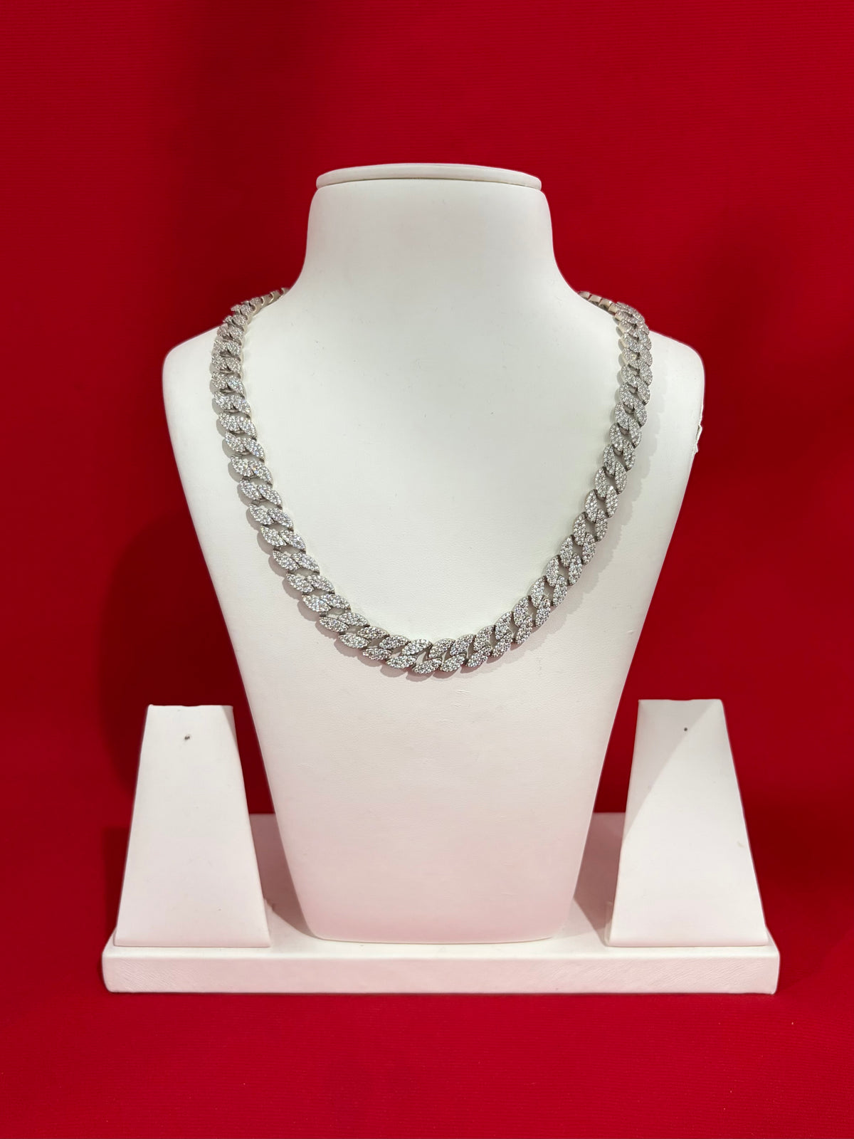 Iced-out Pure silver chain 20” (Ic10)