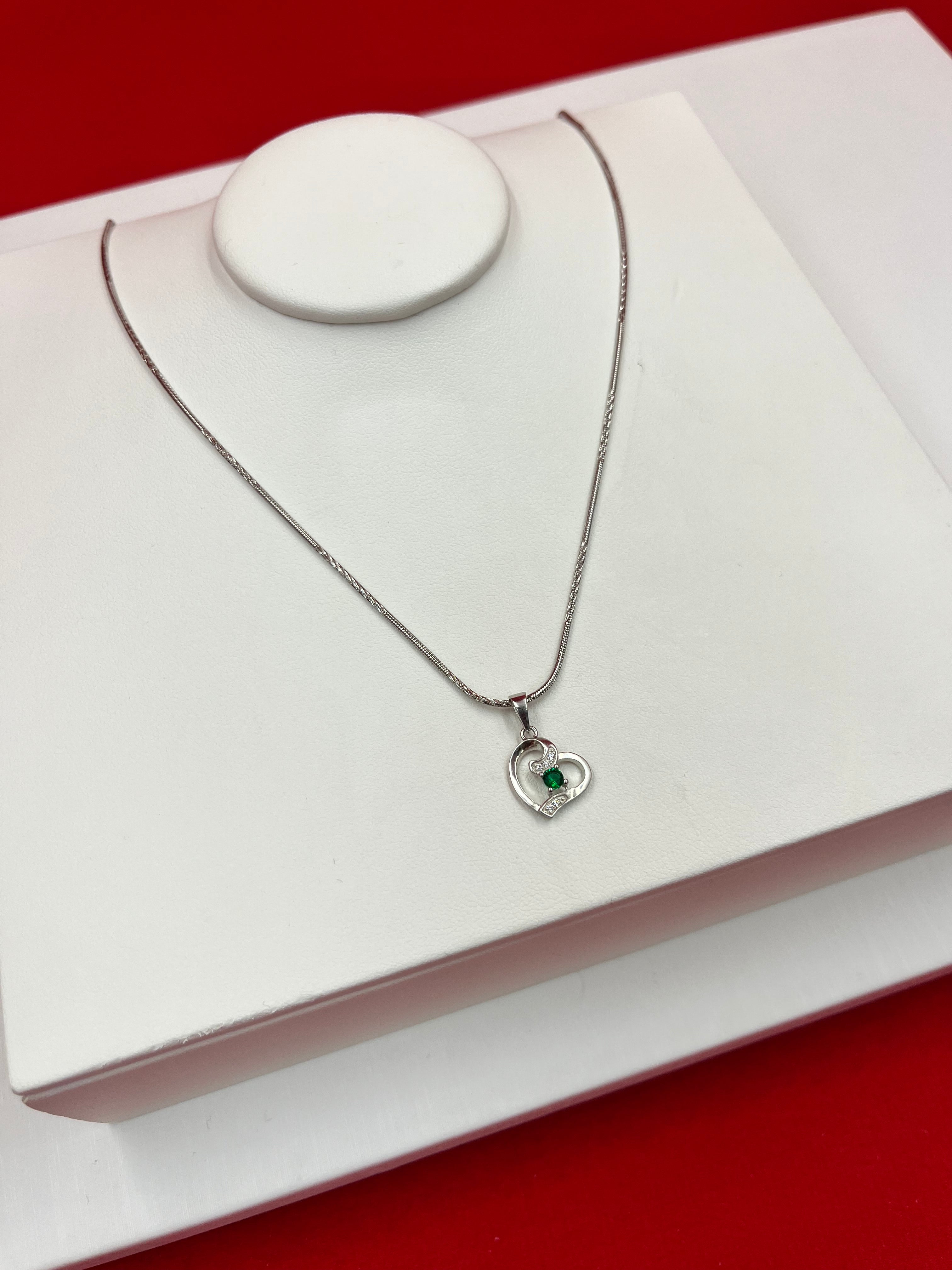 Greenish Heart Pendant Necklace