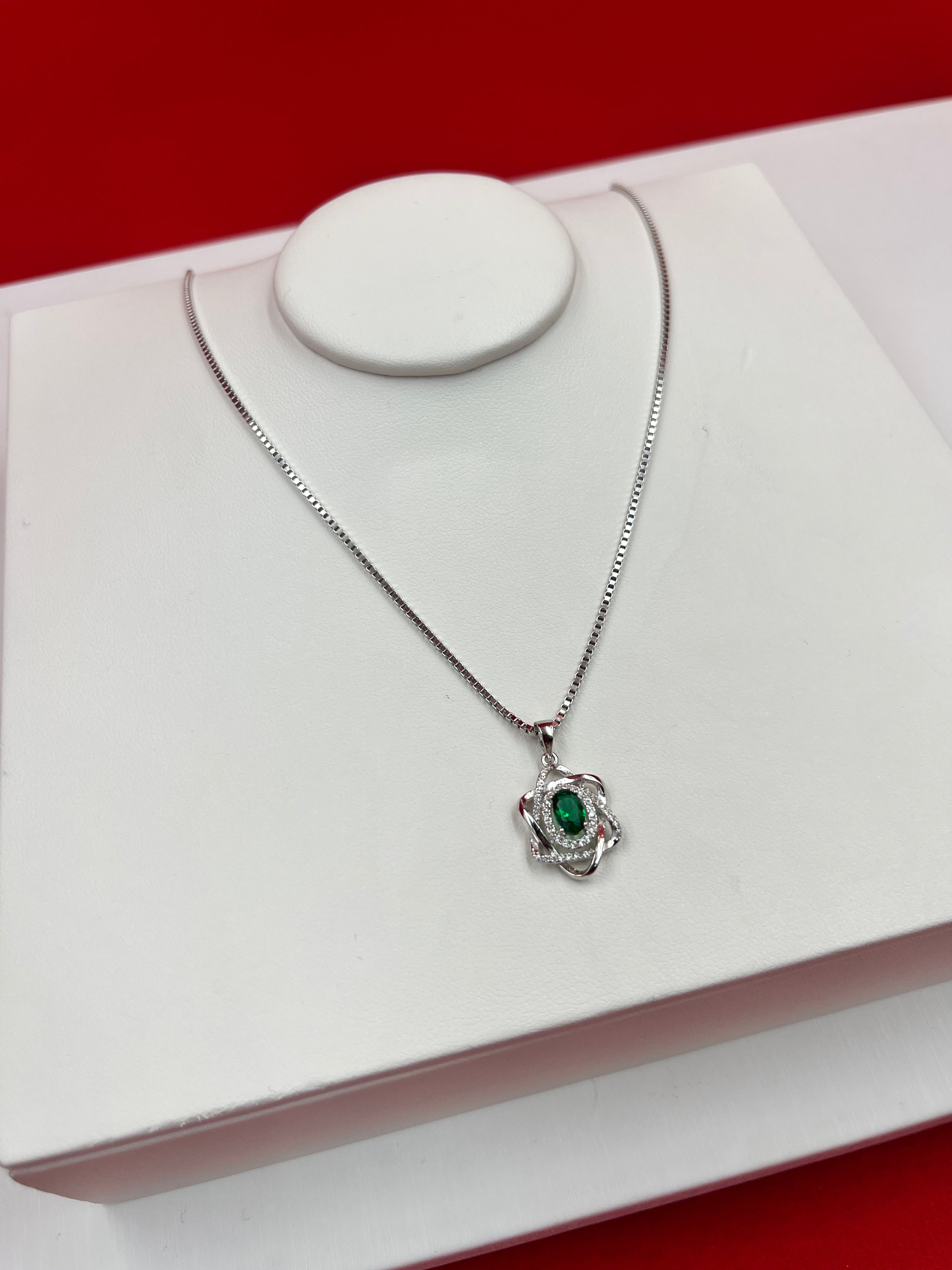 Starlit Emerald Pendant Necklace