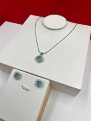 Turquoise Silver Pendant Set