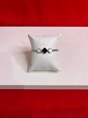Fancy Clover Leaf Pure Silver Bangle Bracelet 2.4 (SB79)