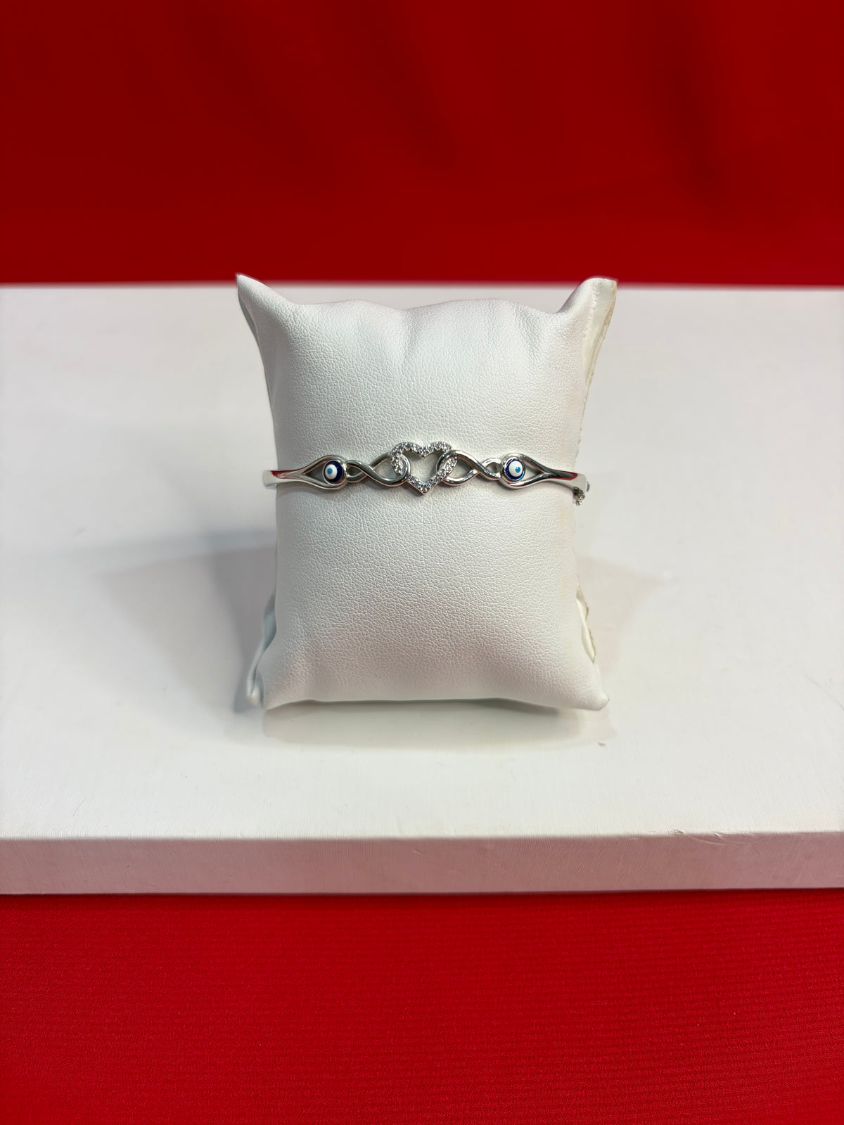 Women’s Pure Silver Evil Eye Bangle Bracelet (SB144)