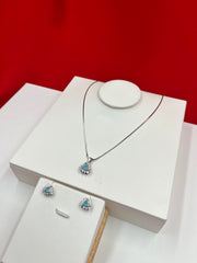 Teal Triangle Spark Pendant Set