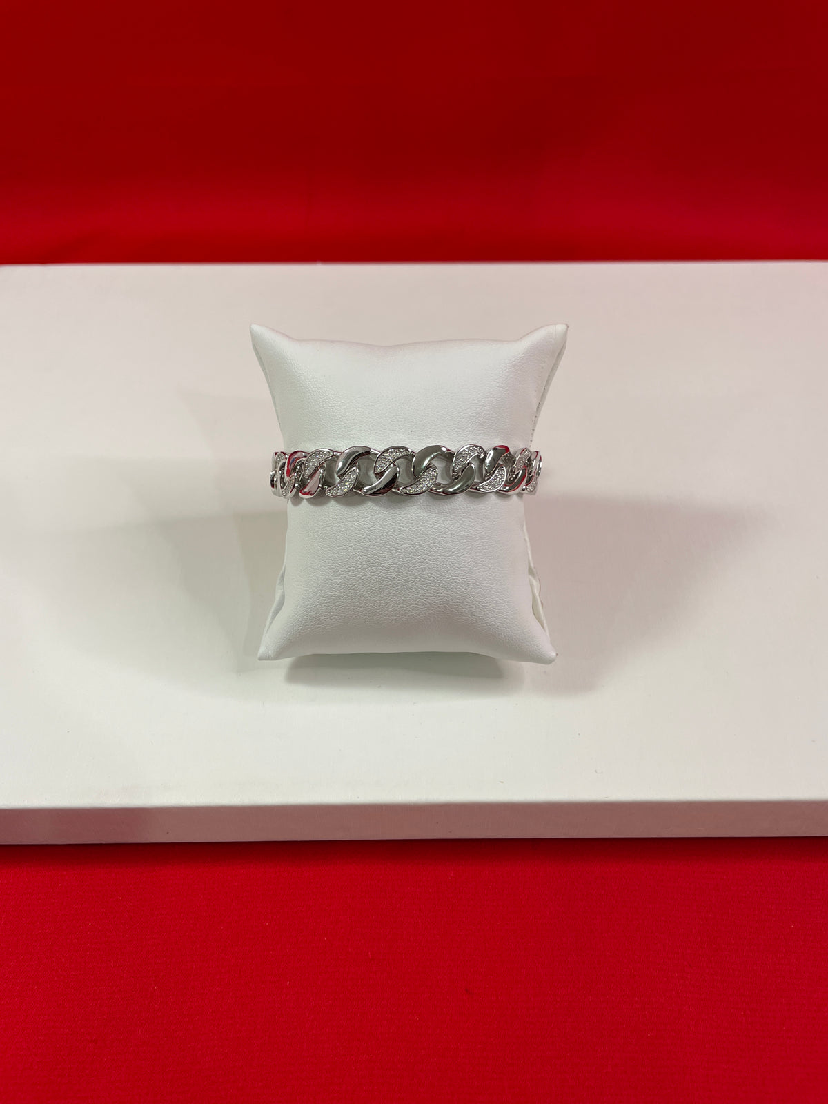Men Silver Iced Out Bracelet