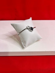Fancy Clover Leaf Pure Silver Bangle Bracelet 2.6 (SB71)